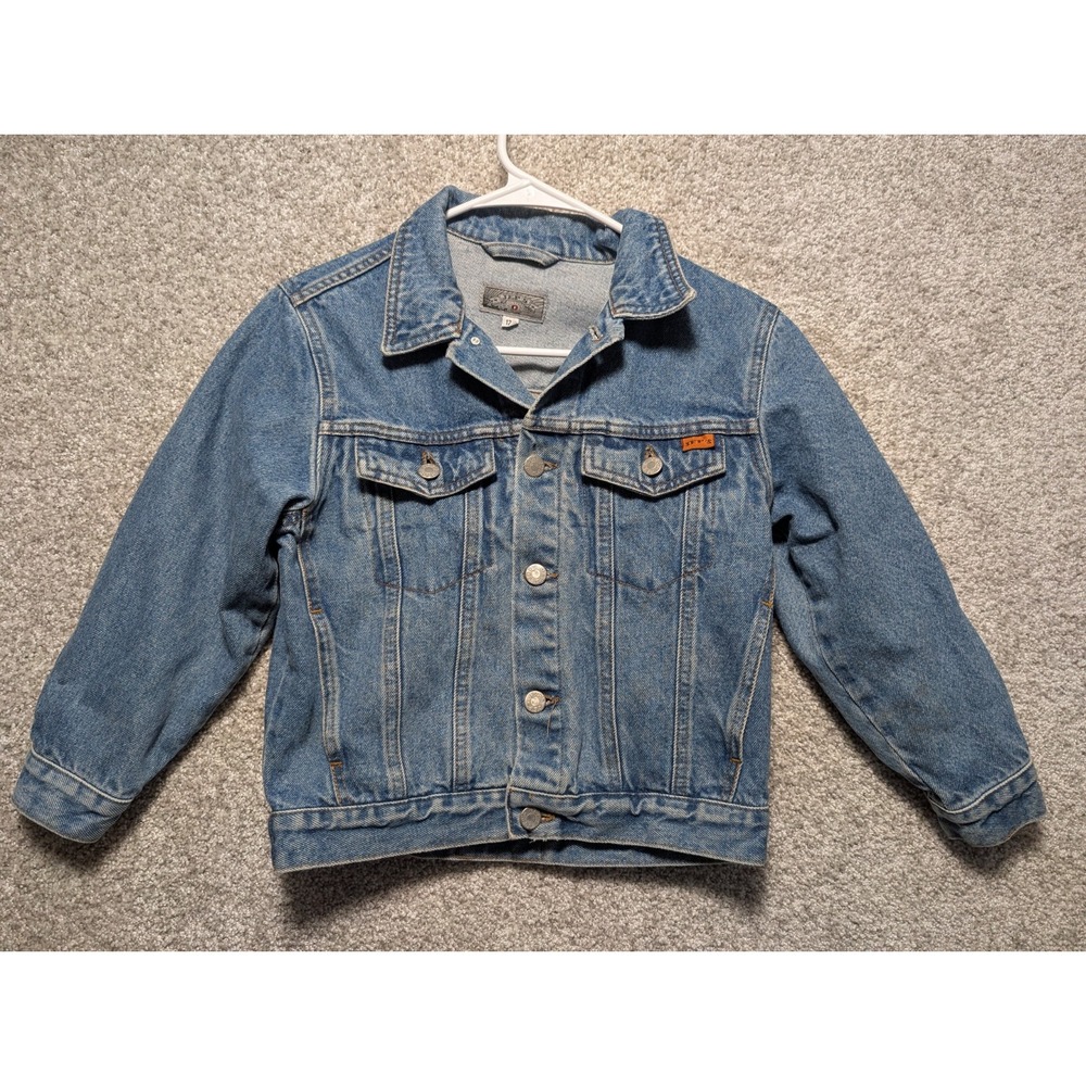 Vintage Jep's Jacket Womens Small Blue Button Collared Denim Coca-Cola Paint Job